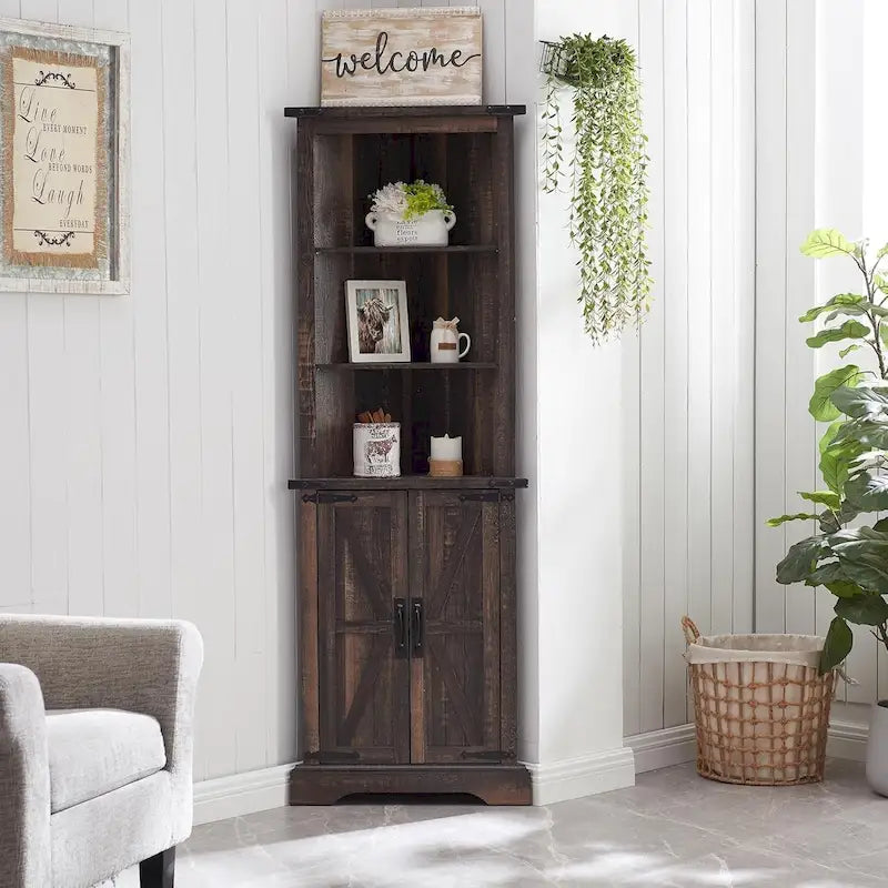 Farmhouse Corner Cabinet, 68 Tall Corner Cabinet, Corner Cabinet