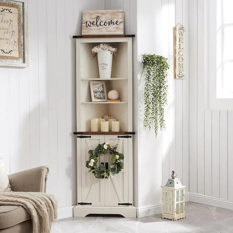 Farmhouse Corner Cabinet, 68 Tall Corner Cabinet, Corner Cabinet