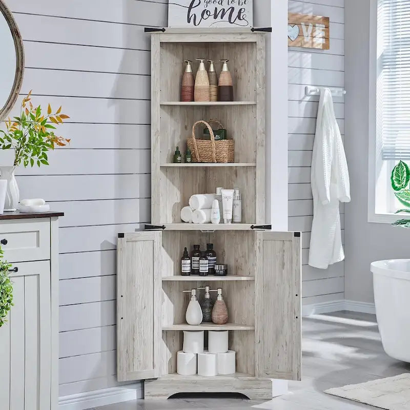 Farmhouse Corner Cabinet, 68 Tall Corner Cabinet, Corner Cabinet