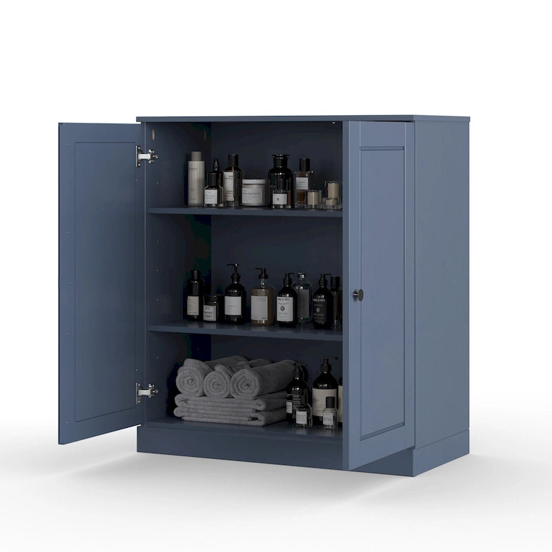 100% Solid Wood 32 Bathroom Cabinet with Solid Doors and Adjustable Shelves