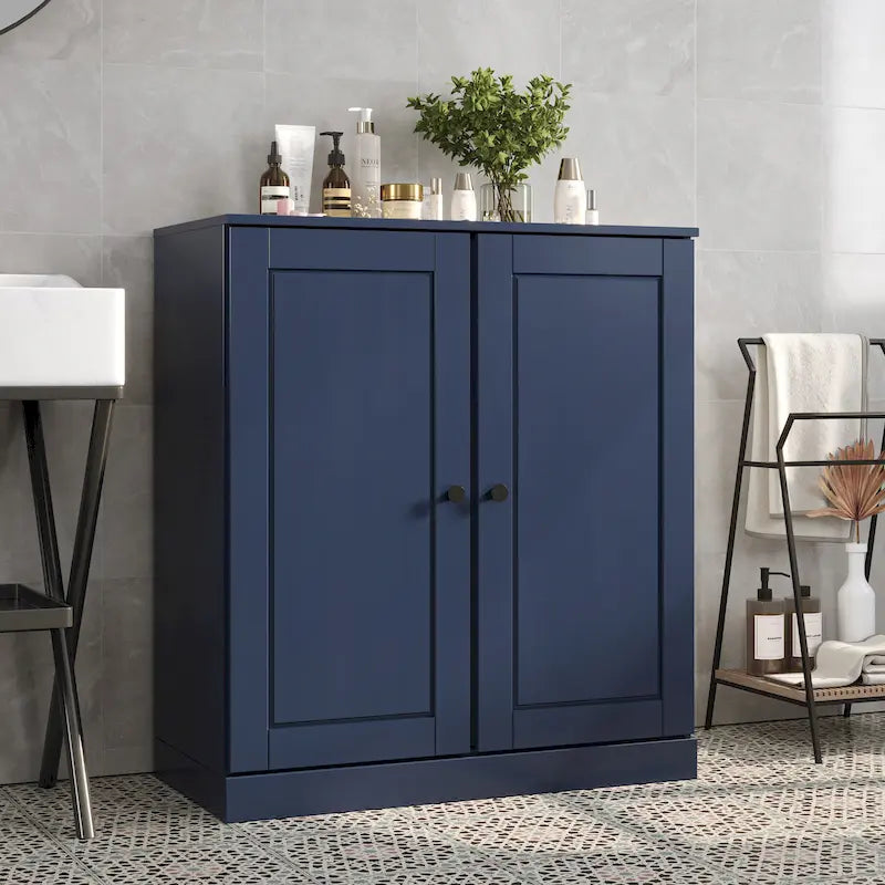 100% Solid Wood 32 Bathroom Cabinet with Solid Doors and Adjustable Shelves