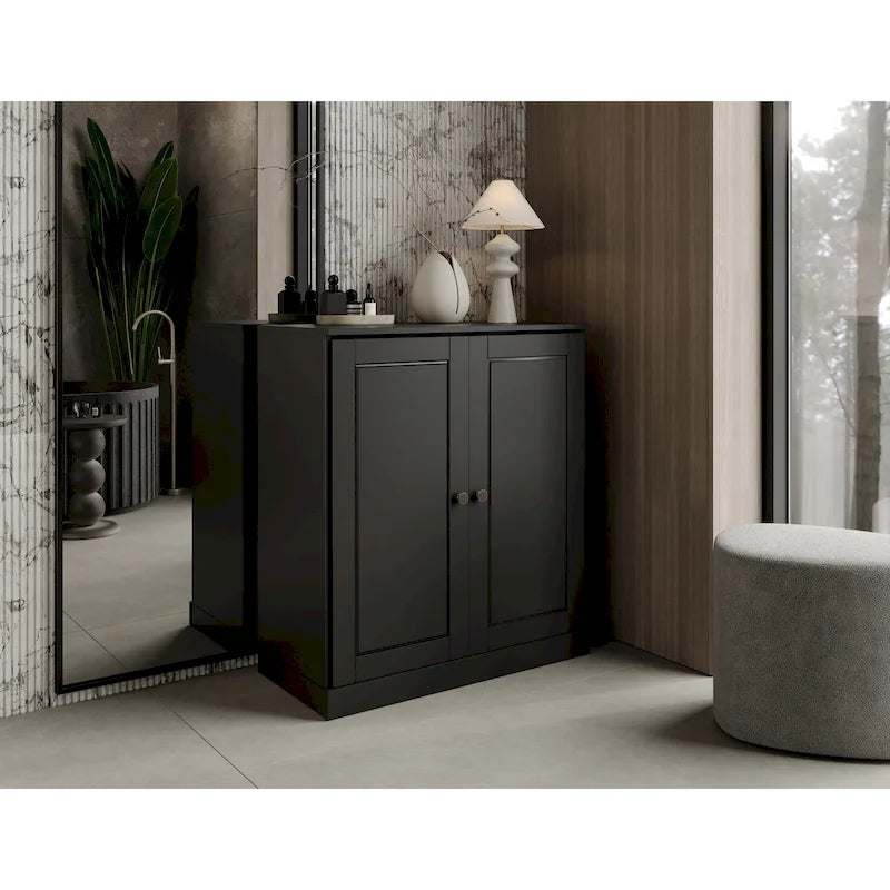 100% Solid Wood 32 Bathroom Cabinet with Solid Doors and Adjustable Shelves