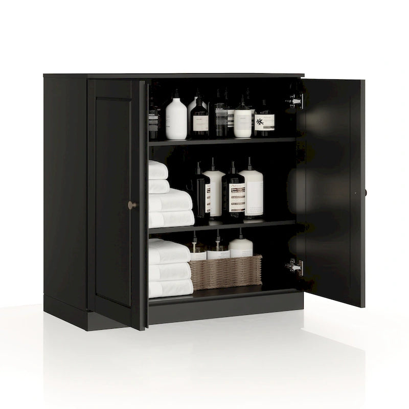 100% Solid Wood 32 Bathroom Cabinet with Solid Doors and Adjustable Shelves