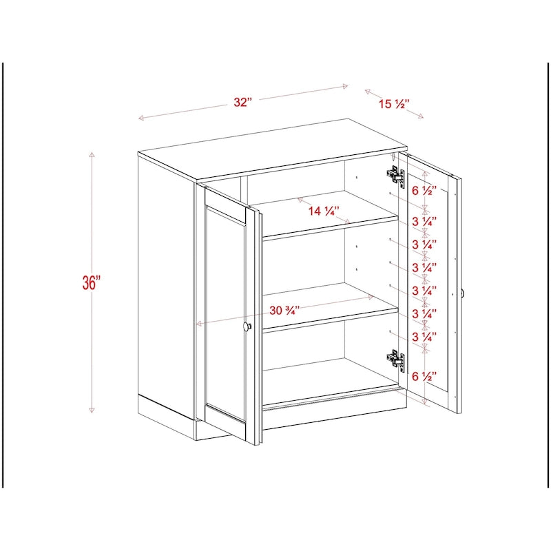 100% Solid Wood 32 Bathroom Cabinet with Solid Doors and Adjustable Shelves