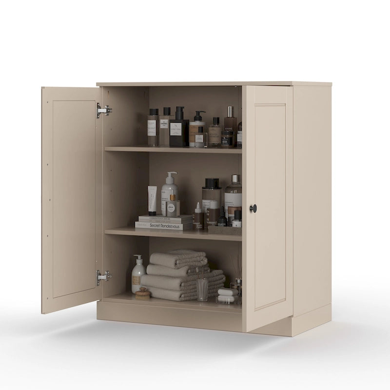 100% Solid Wood 32 Bathroom Cabinet with Solid Doors and Adjustable Shelves