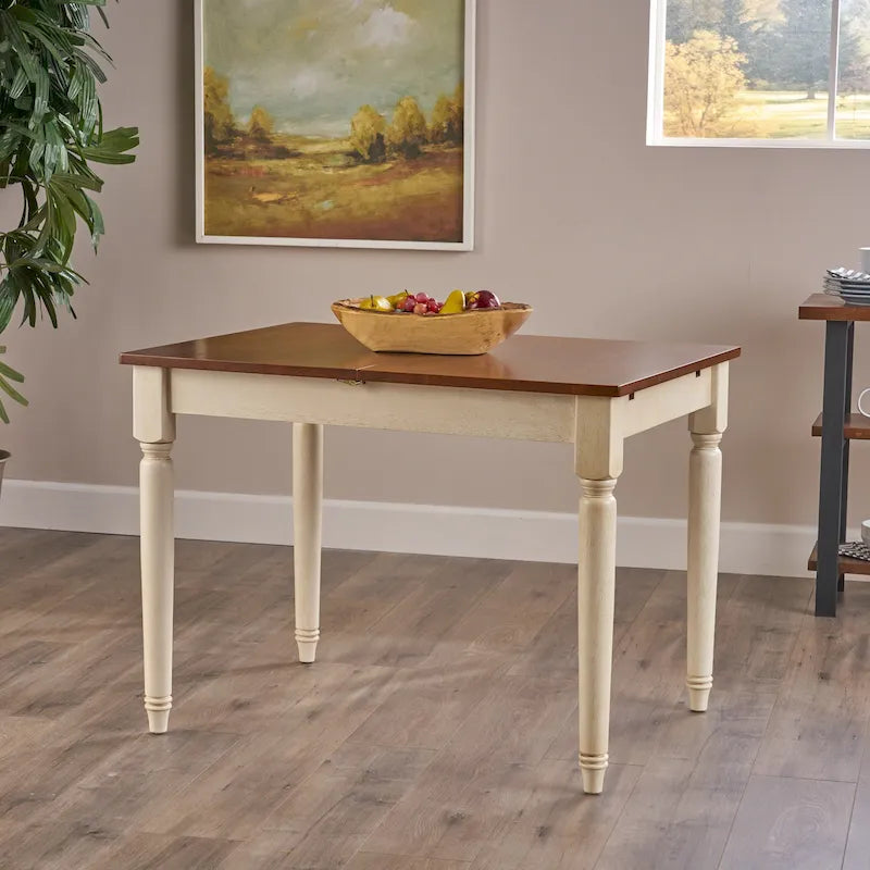 Multicolored Wood Dining Table with Leaf Extension