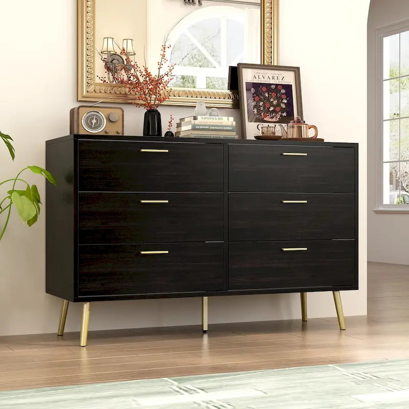 Modern Double 6-Drawer Dresser Chest Of Drawers Cabinet