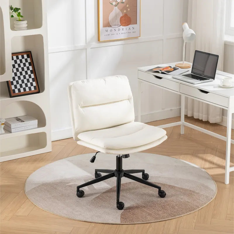Adjustable Swivel Criss Cross Chair, Wide Seat Office Chair Vanity Chair
