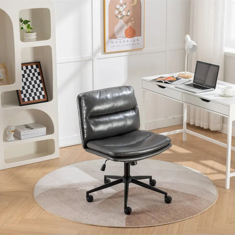 Adjustable Swivel Criss Cross Chair, Wide Seat Office Chair Vanity Chair