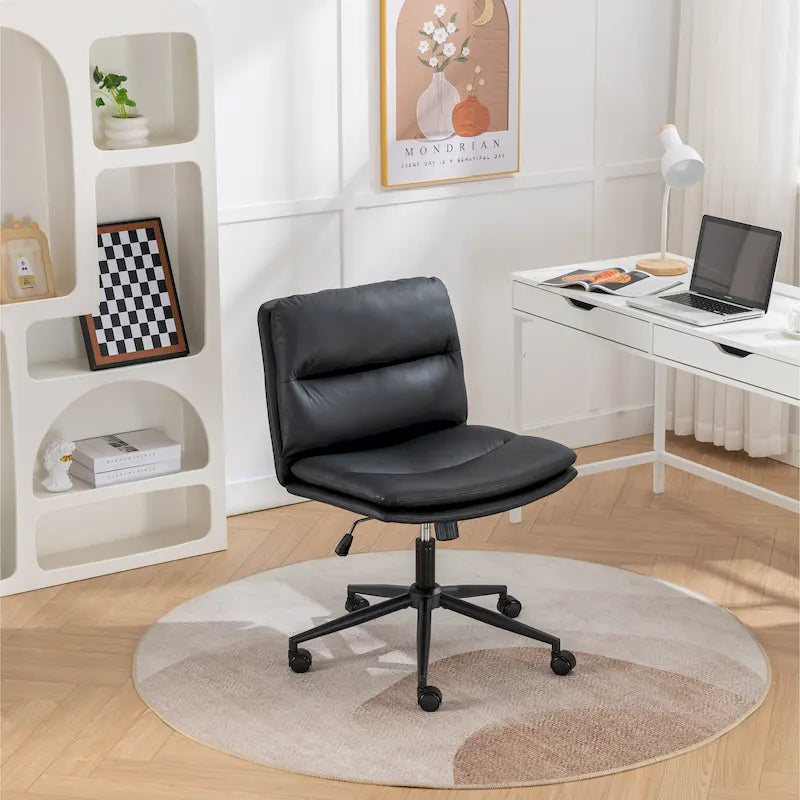 Adjustable Swivel Criss Cross Chair, Wide Seat Office Chair Vanity Chair