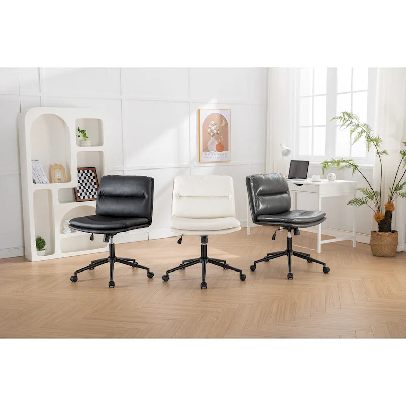 Adjustable Swivel Criss Cross Chair, Wide Seat Office Chair Vanity Chair