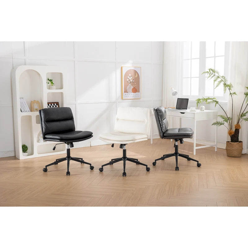 Adjustable Swivel Criss Cross Chair, Wide Seat Office Chair Vanity Chair