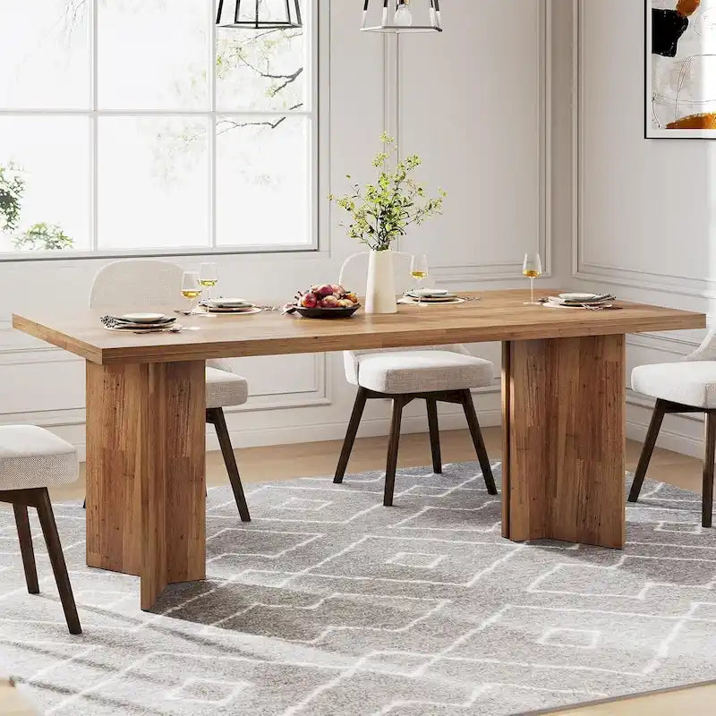 Farmhouse Wood Rectangular Dinner Dining Table for Kitchen Dining Room