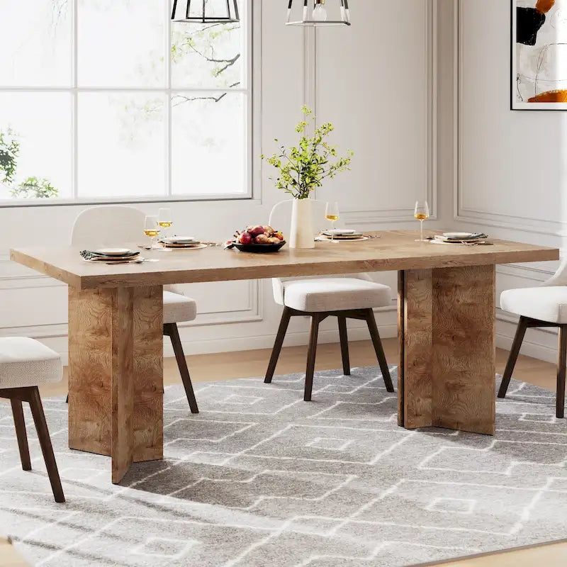 Farmhouse Wood Rectangular Dinner Dining Table for Kitchen Dining Room