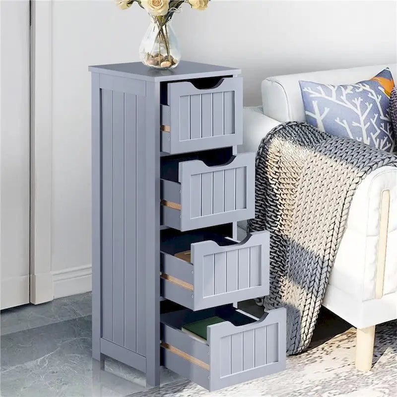 Bathroom Floor Cabinet Slim Bath Cabinet with 4 Drawers