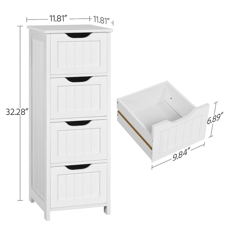 Bathroom Floor Cabinet Slim Bath Cabinet with 4 Drawers