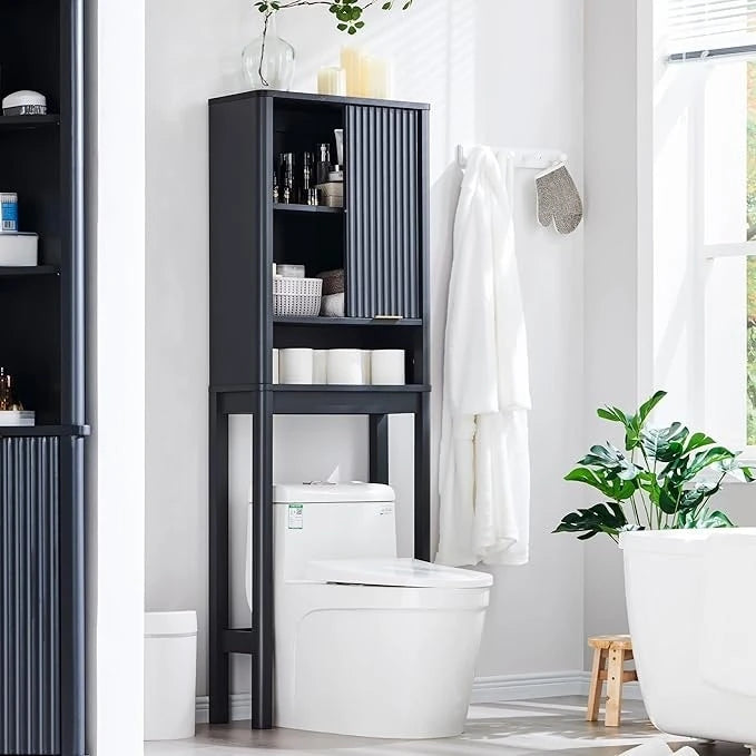68 Tall Modern Over The Toilet Storage Cabinet, Tall Wood Space Saver - N/A