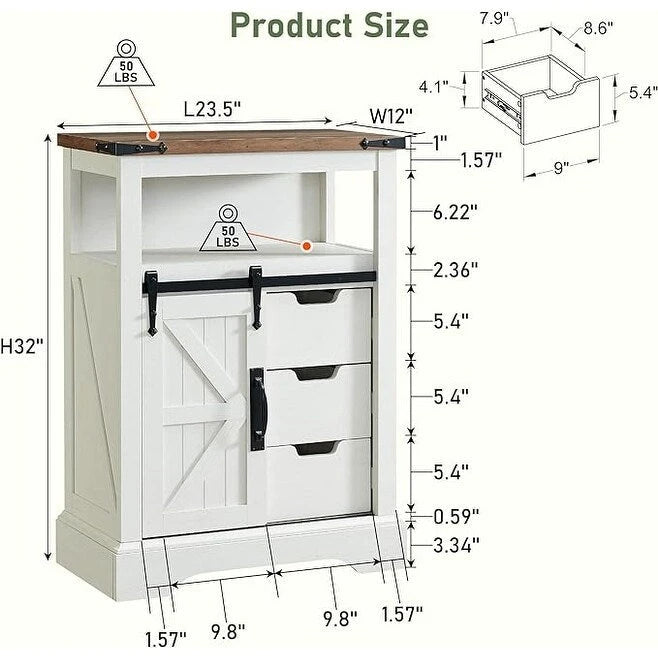 Farmhouse Bathroom Floor Cabinet, Small Storage Cabinet for Bathroom